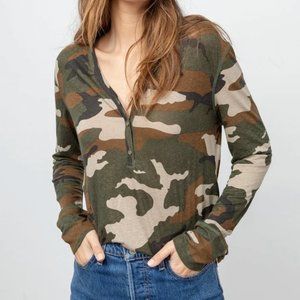 Rails 'Jordoun'  Green Jungle Camo Long Sleeve Henley Tee, XS